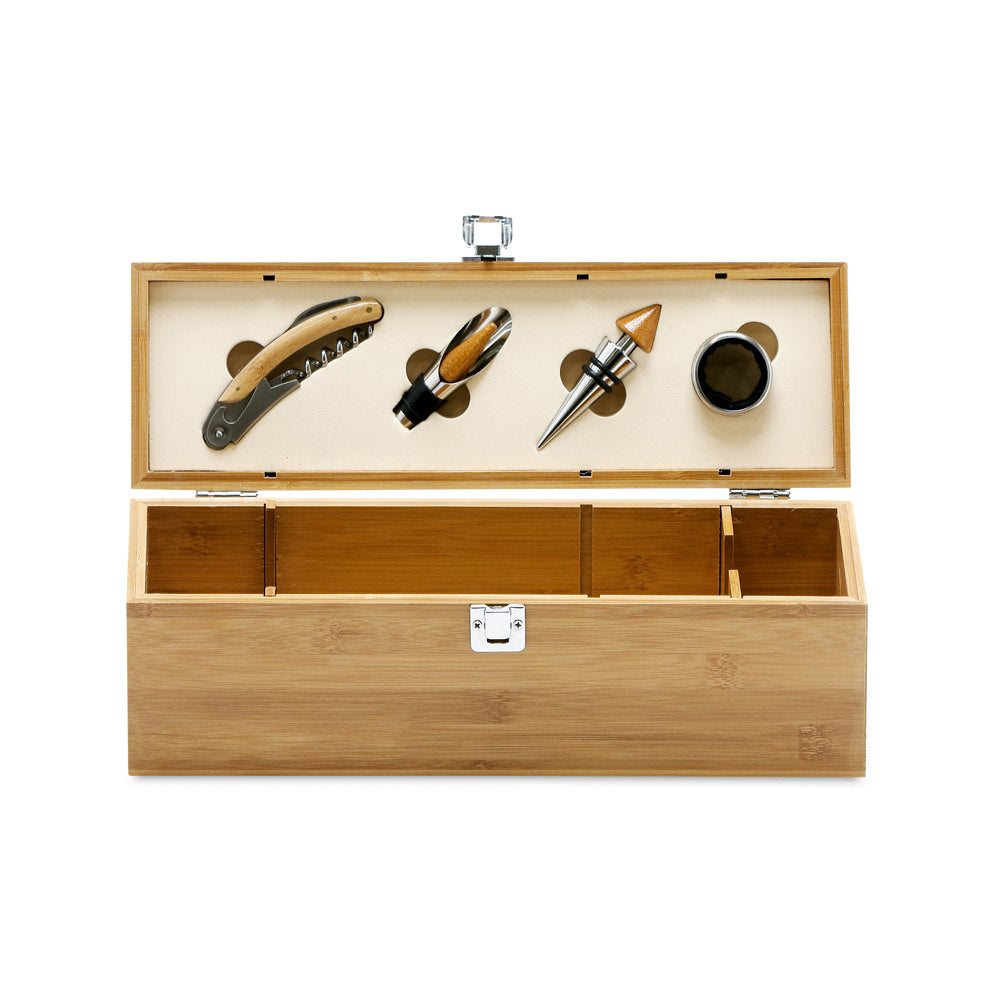 Bamboo and zinc wine set
