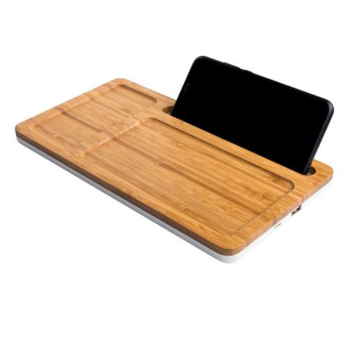 Bamboo wireless charging base, with cell phone holder and extra base 