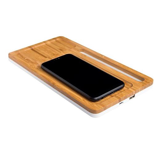 Bamboo wireless charging base, with cell phone holder and extra base 