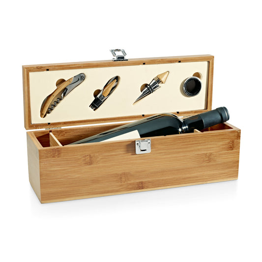 Bamboo and zinc wine set