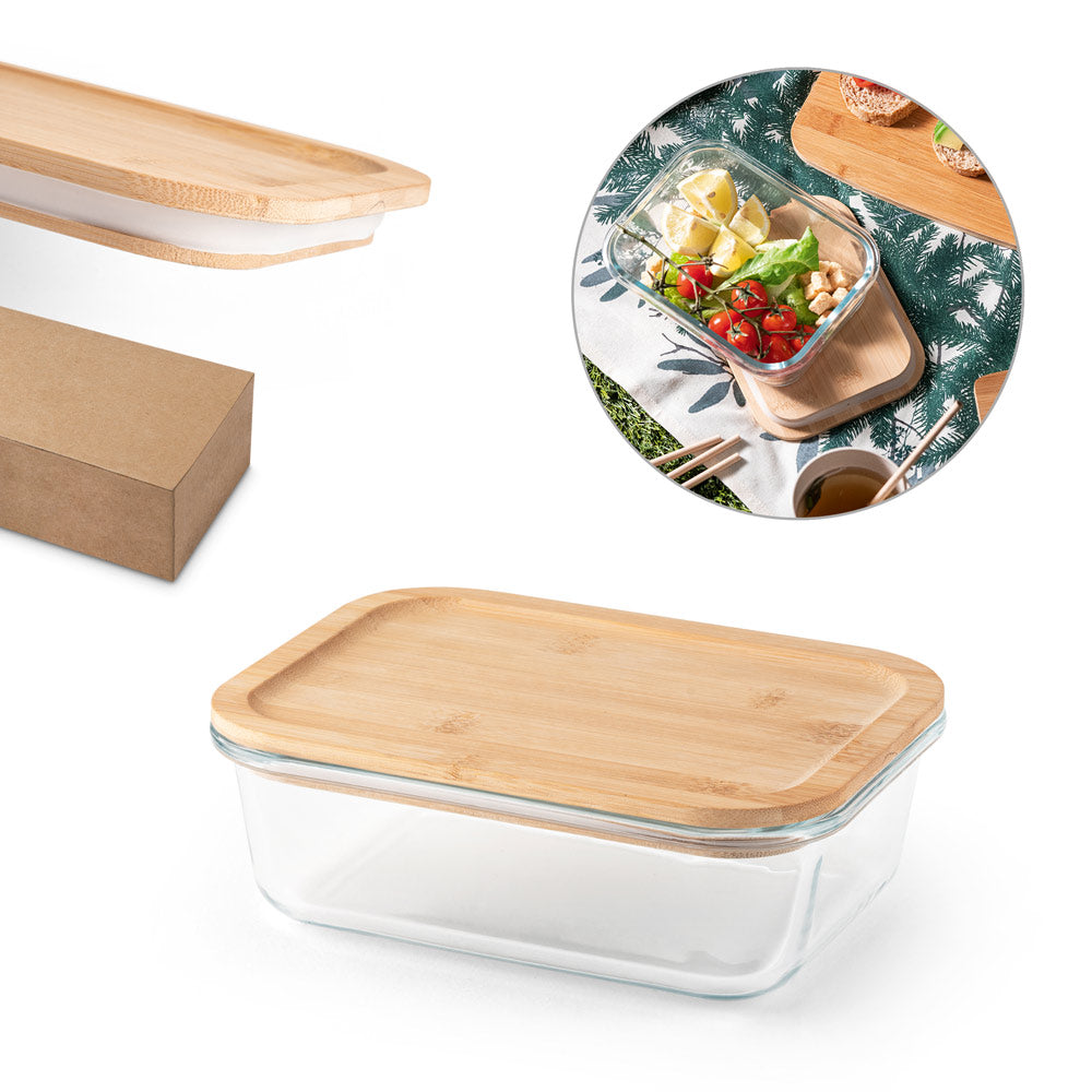 Hermetic box in borosilicate glass and bamboo lid 1000 mL